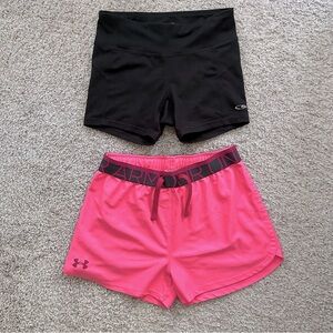 2 pairs of Athletic Shorts (Under Armor + Champion)
